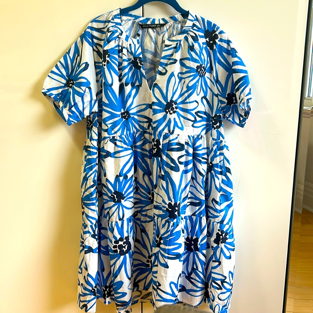 Wild Pony summer dress blue and white